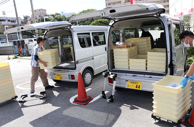 パンを各店に配送する準備